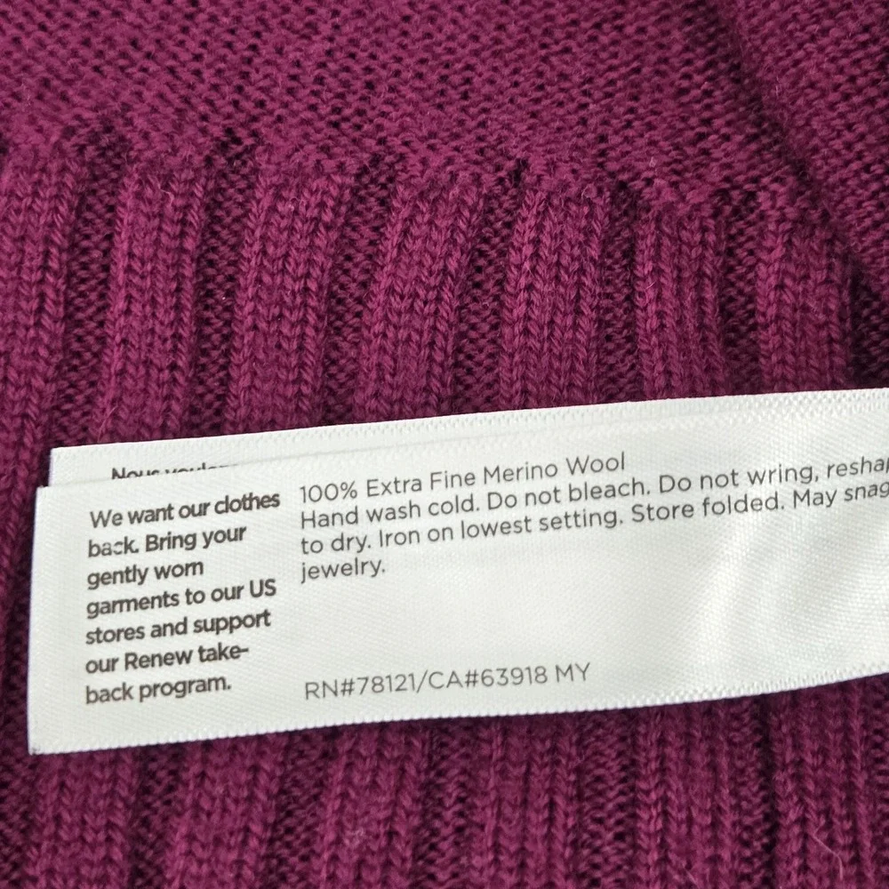 Eileen Fisher Women Sweater S Purple Long Sleeve Merino Wool Boxy Oversized